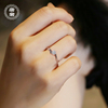 唐奢S925纯银18K包金仿真钻石情侣求结婚戒指女小众设计时尚个性