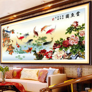 十字绣客厅装饰精准印花大幅风景系列花开富贵赏鱼图合家富贵