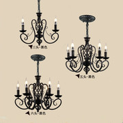 美式蜡烛铁艺吊灯现代创意客厅灯餐厅，卧室简约吊灯服装店灯饰
