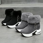 雪地靴女冬季2023内加绒保暖防滑厚底坡跟休闲短靴女棉靴