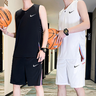 耐克顿篮球服套装男士夏季冰丝，无袖背心青少年初高中学生运动球衣
