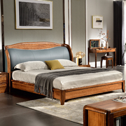 乌金木床全实木真皮，床箱框主卧家具1.8米现代中式双人床软包