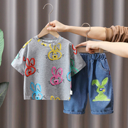 1岁宝宝夏装套装洋气两件套2男童夏季短袖婴儿童时髦衣服小童装潮