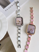 适用苹果iwatch8手表带s8女款s7小香风se2女士s6小众夏天高级感细手链创意贝壳金属小蛮腰applewatch表带