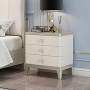 轻奢美式实木床头柜香槟银三抽储物柜现代简约卧室家具60cm高