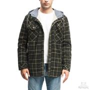 男格子衬衫加绒大码连帽，纯棉夹克menlargeshirtcottonjacket