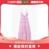 香港直邮a.l.c.女士，荷叶边层叠丝绸，绉纱长款连衣裙