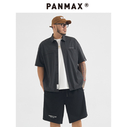 panmax大码衬衫男装，夏季休闲美式短袖潮牌百搭透气胖男士加大上衣
