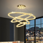 水晶客厅吊灯现代简约大气圆环形轻奢创意复式楼大厅卧室餐厅灯饰