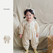 婴儿衣服秋季女宝宝洋气连体衣，小碎花哈衣可爱公主，居家外出服
