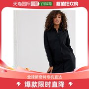 香港直邮潮奢tall女士，设计长筒棉质迷你衬衫式连衣裙(黑色)
