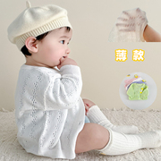 宝宝春夏薄款婴儿衣服网眼针织长袖小开衫外套婴幼儿小披肩上衣