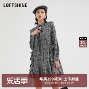 LOFTSHINE珞炫长袖连衣裙女春季格子显瘦Polo裙22513116