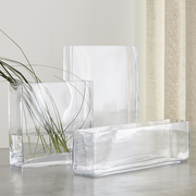 花瓶玻璃透明马蹄莲花艺，客厅插花装饰摆件田园，小清新方形鱼缸饰品
