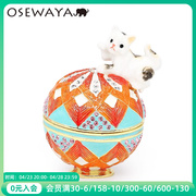 osewaya日本picals首饰盒，足鞠猫耳环戒指珠宝饰品，收纳盒萌玩礼物