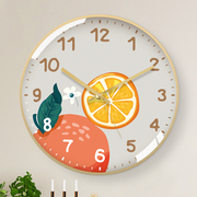 TQJ静音餐厅水果挂钟创意客厅家用时尚时钟挂墙简约电波石英钟表