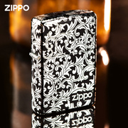 zippo打火机正版芝宝黑色冰面，彩印唐草送男友，礼物防风火机