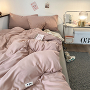 日式简约水洗棉床上用品四件套纯色被套学生宿舍床单三件套单双人