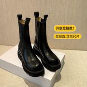 韩国中筒靴子马丁靴女鞋，2024秋季英伦，风靴子厚底内增高女靴潮