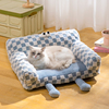 猫窝冬季保暖可拆洗宠物网，红猫窝四季通用狗窝睡觉沙发床猫狗垫子