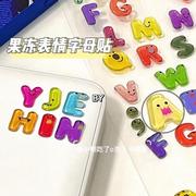小红书同款韩版立体字母表情，贴纸彩色防水透明装饰diy手机壳贴纸