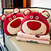 正版迪士尼草莓熊暖手(熊暖手)抱枕被子两用毯子，二合一办公室午睡汽车靠枕