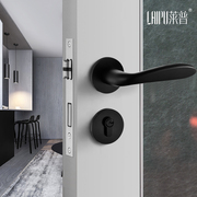 莱普黑色门锁室内房门锁，分体式现代简约实木门，锁具把手三件套装