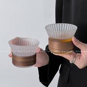 趣皿 磨砂质感收腰竖纹杯创意玻璃茶杯小众设计玻璃杯家用喝水杯