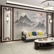 新中式大气山水壁画电视背景墙纸轻奢客厅沙发影视墙壁纸墙布2022