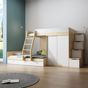 儿童组合床带衣柜床错层高低，床双层床交错式上下床小户型
