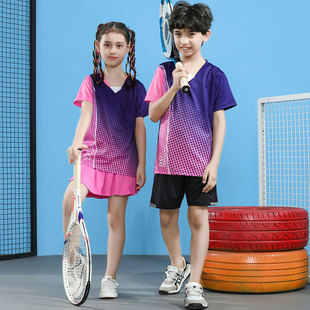 儿童羽毛球训练服套装男童运动球衣女童网球服裙裤乒乓球服速干夏