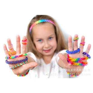 彩色装饰品女童盒装手工，编织彩虹织机女孩，喜欢编织机套装色彩鲜艳