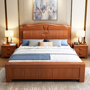 实木床1.8米主卧双人床现代简约小户1.5经济型R新中式高箱储物婚
