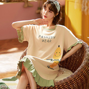 睡裙学生女短袖棉质夏季韩版睡衣甜美可爱卡通宽松女士家居服