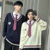 韩版初中学生毛衣校服套装学院风秋冬季高中班服运动会合唱演出服
