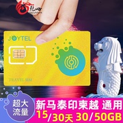 新加坡电话卡新马泰印柬越通用4G手机上网卡15/30天30/50GB留学卡