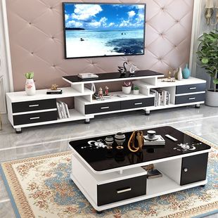 电视柜茶几组合套装，简约欧式电视柜，客厅家具全套钢化玻璃小户型