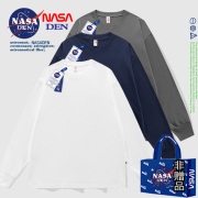 nasa联名秋冬长袖卫衣t恤女纯棉潮流休闲宽松圆领上衣情侣衫