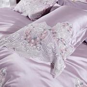 欧式高档床上用品四件套奢华蕾丝花边贡缎长绒棉婚庆，六八十件套