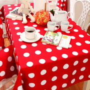 喜庆节日装饰纯棉桌布布艺红波点餐桌布茶几桌布台布盖布新年桌布