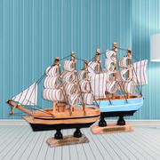 14cm创意地中海摆件 手工木质工艺品 居家装饰实木海盗船摆设