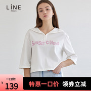 line女装夏季水手领字母五分，袖不规则设计感t恤nwtsld0200