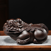 黑檀木质木雕貔貅摆件实木家居客厅装饰品红木头工艺品开业