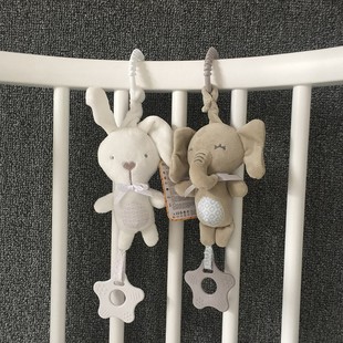 婴儿车风铃吊挂玩具长耳小兔，灰象宝宝床，挂件牙胶摇铃毛绒玩偶