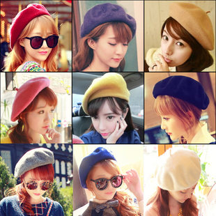 韩版秋冬贝雷帽子冬天画家，帽蓓蕾帽子羊毛呢帽子，女士可爱小礼帽潮