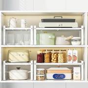 可伸缩厨房置物架台面橱柜隔板，分层架柜内调料，收纳锅具碗碟柜架子