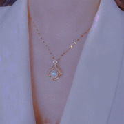 适用于爱马仕夏季气质优雅珍珠项链女高级感轻奢钛钢吊坠冷淡