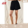 hm女装裤子，2024夏季宽松版型，亚麻混纺松紧短裤1222706