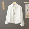 设计感小众白色衬衫外套，女长袖短款小个子，上衣春秋季休闲宽松衬衣