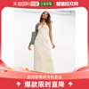 香港直邮潮奢 ASOS 女士设计针织抹胸钩花米白色中长连衣裙